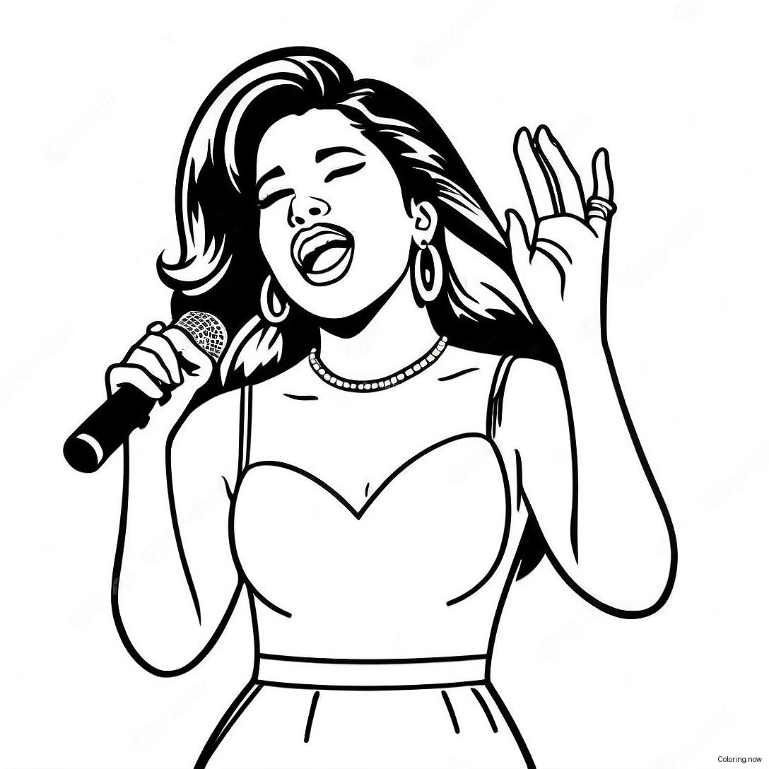 Selena Singing On Stage Coloring Page 10907 8876