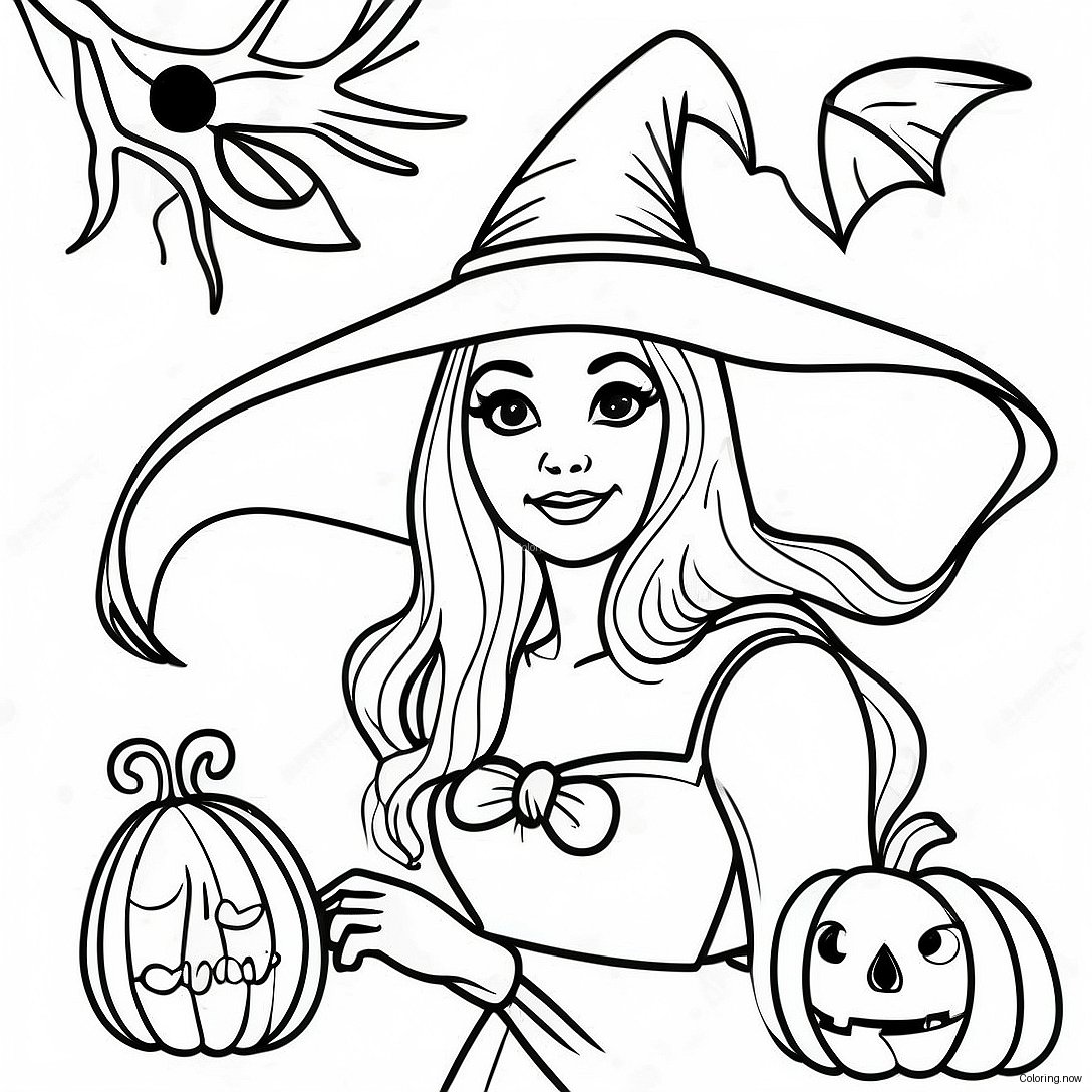 Spooky Vintage Witch Coloring Page 15450 12465