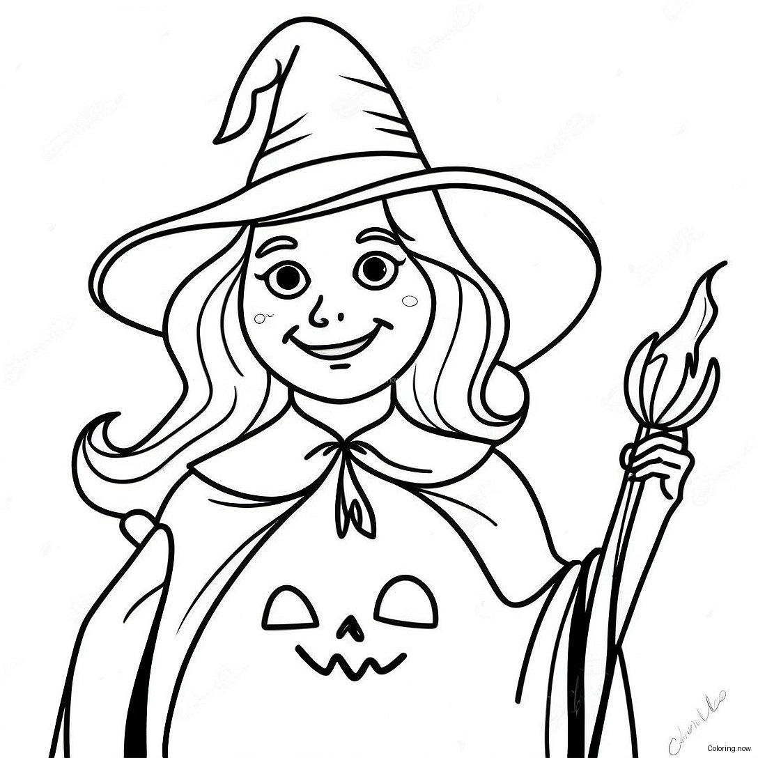 Spooky Vintage Witch Coloring Page 15450 12466