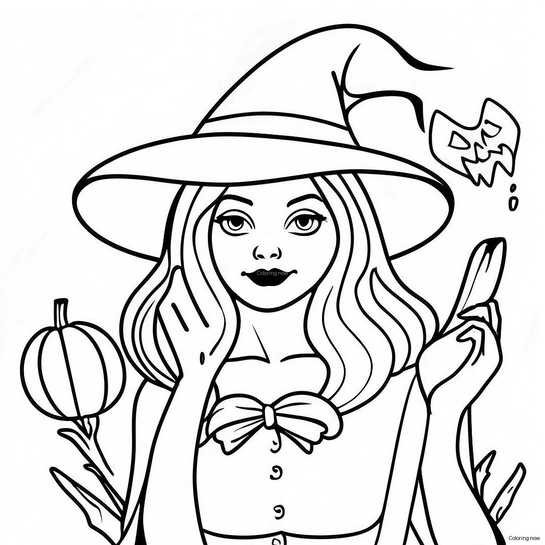 Spooky Vintage Witch Coloring Page 15450 12468