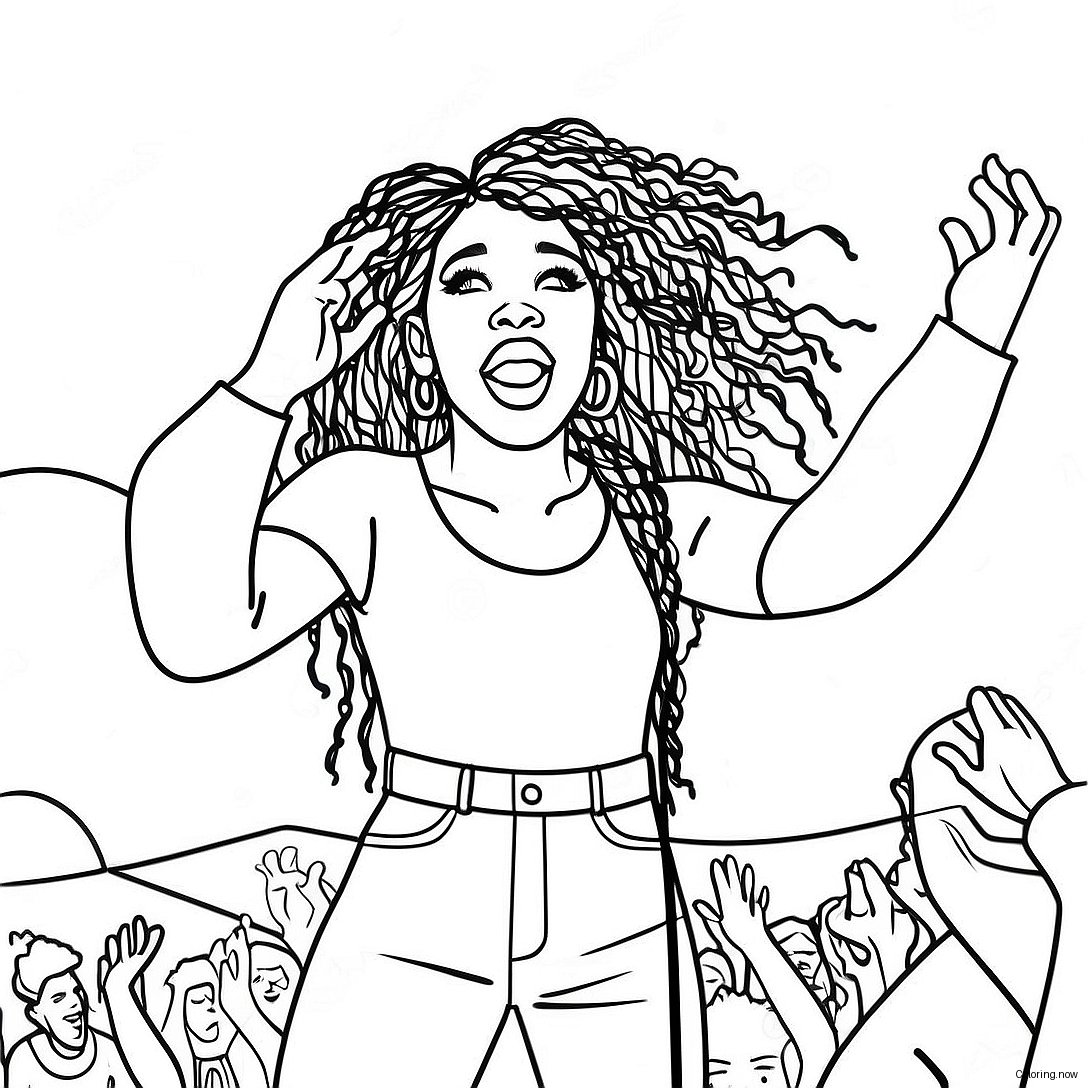 Sza Singing On Stage Coloring Page 34154 27338