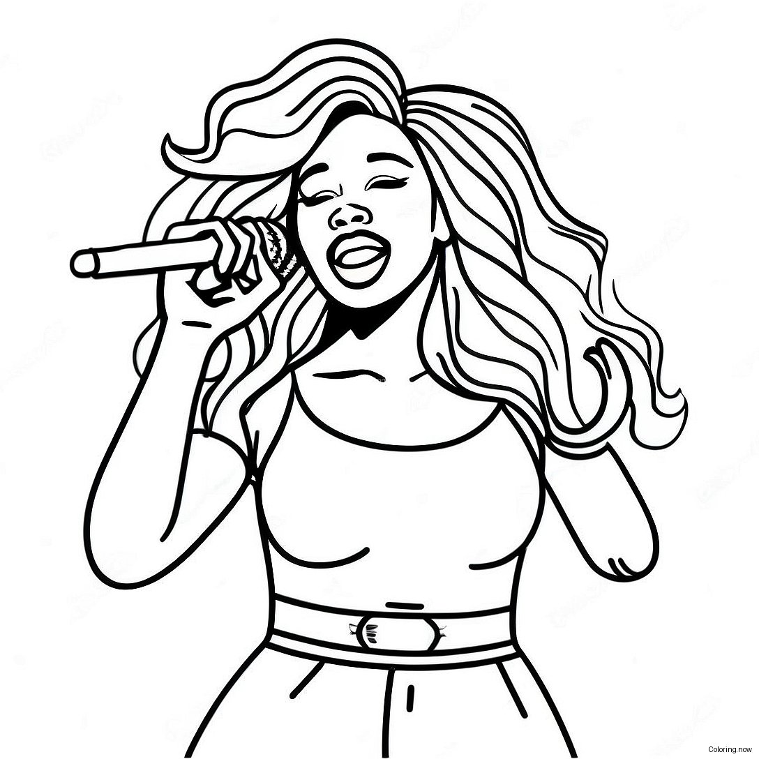 Sza Singing On Stage Coloring Page 34154 27339