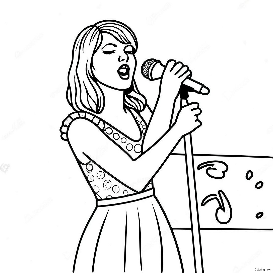 Taylor Swift Singing On Stage Coloring Page 10227 8334