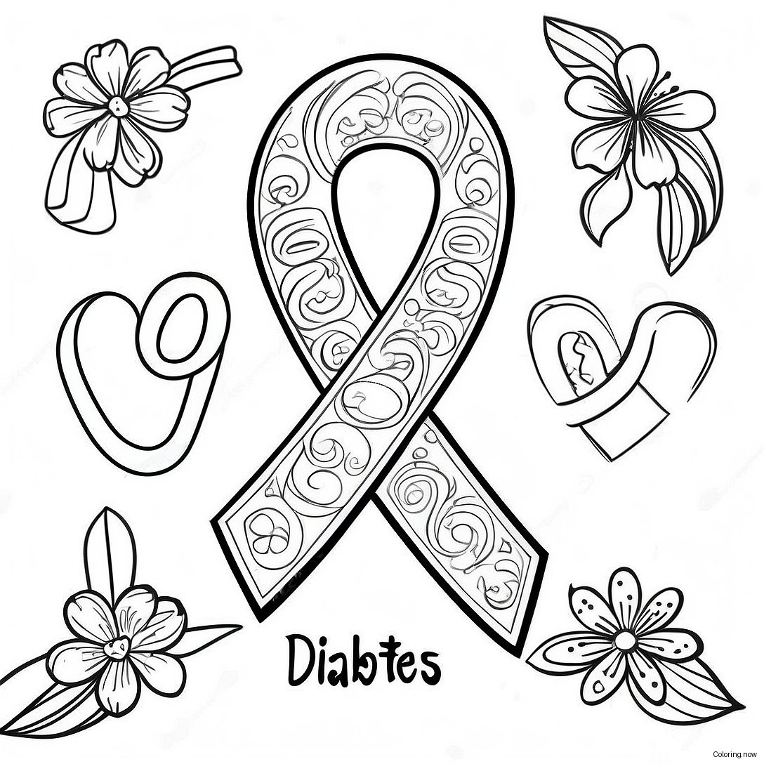 Type 1 Diabetes Awareness Ribbon Coloring Page 28293 22676