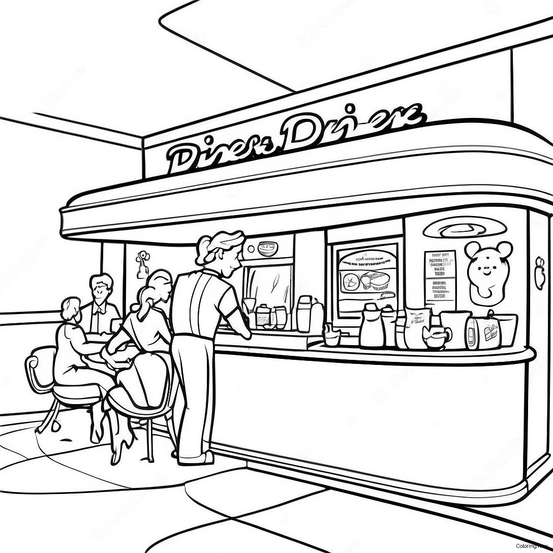 Vintage 1950 S Diner Coloring Page 42654 34065