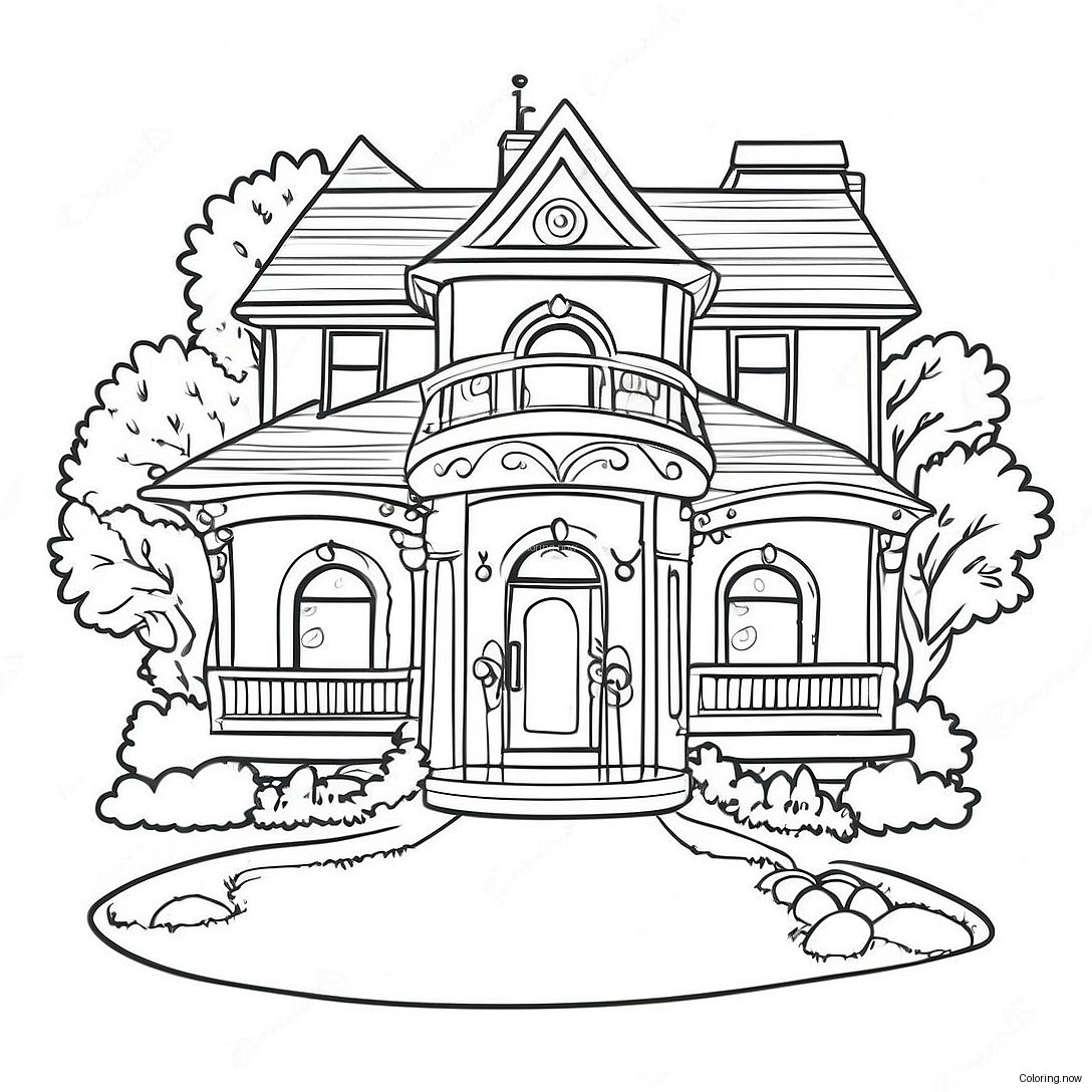 Vintage 90s Barbie Dream House Coloring Page 21042 16923