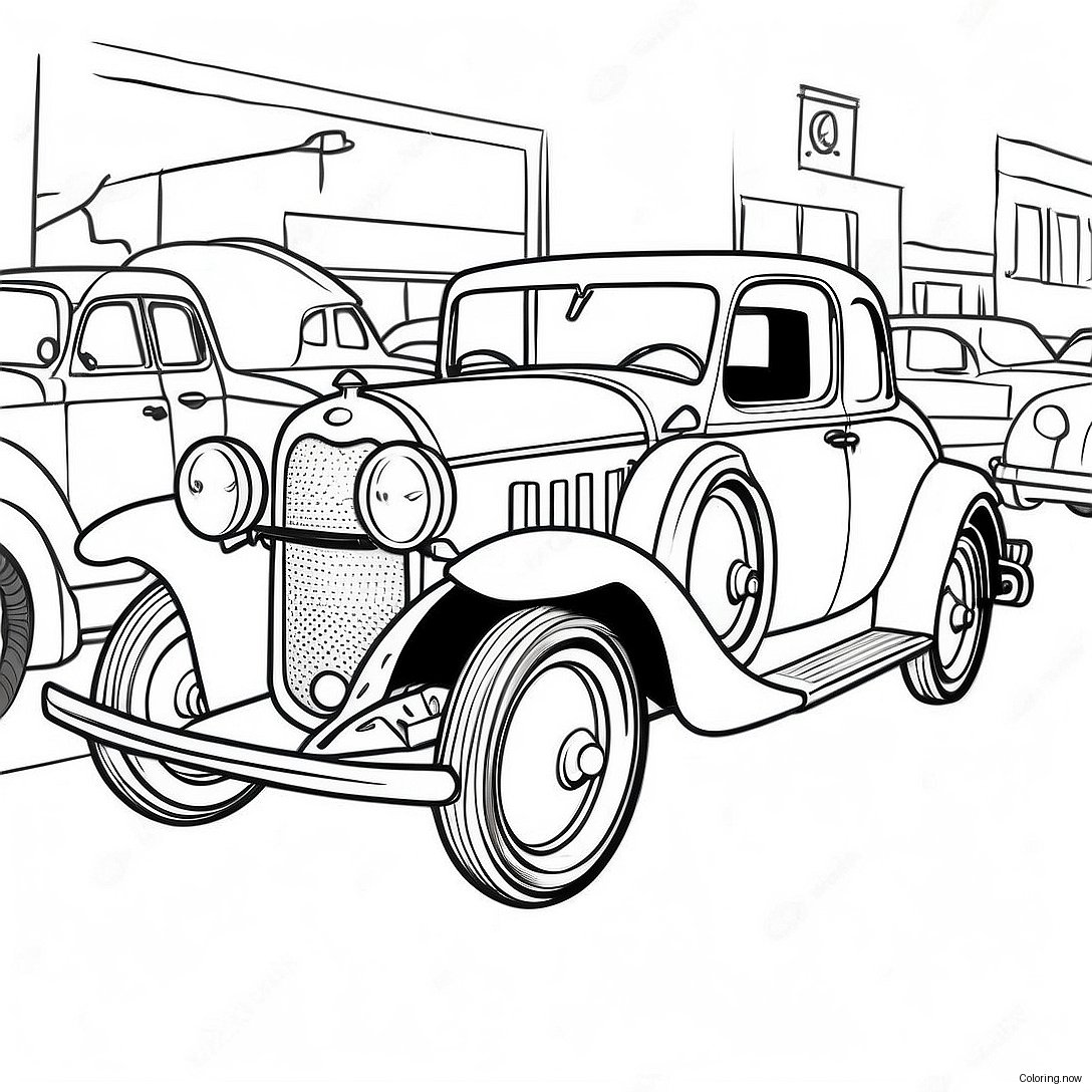 Vintage Car Show Coloring Page 1462 1219