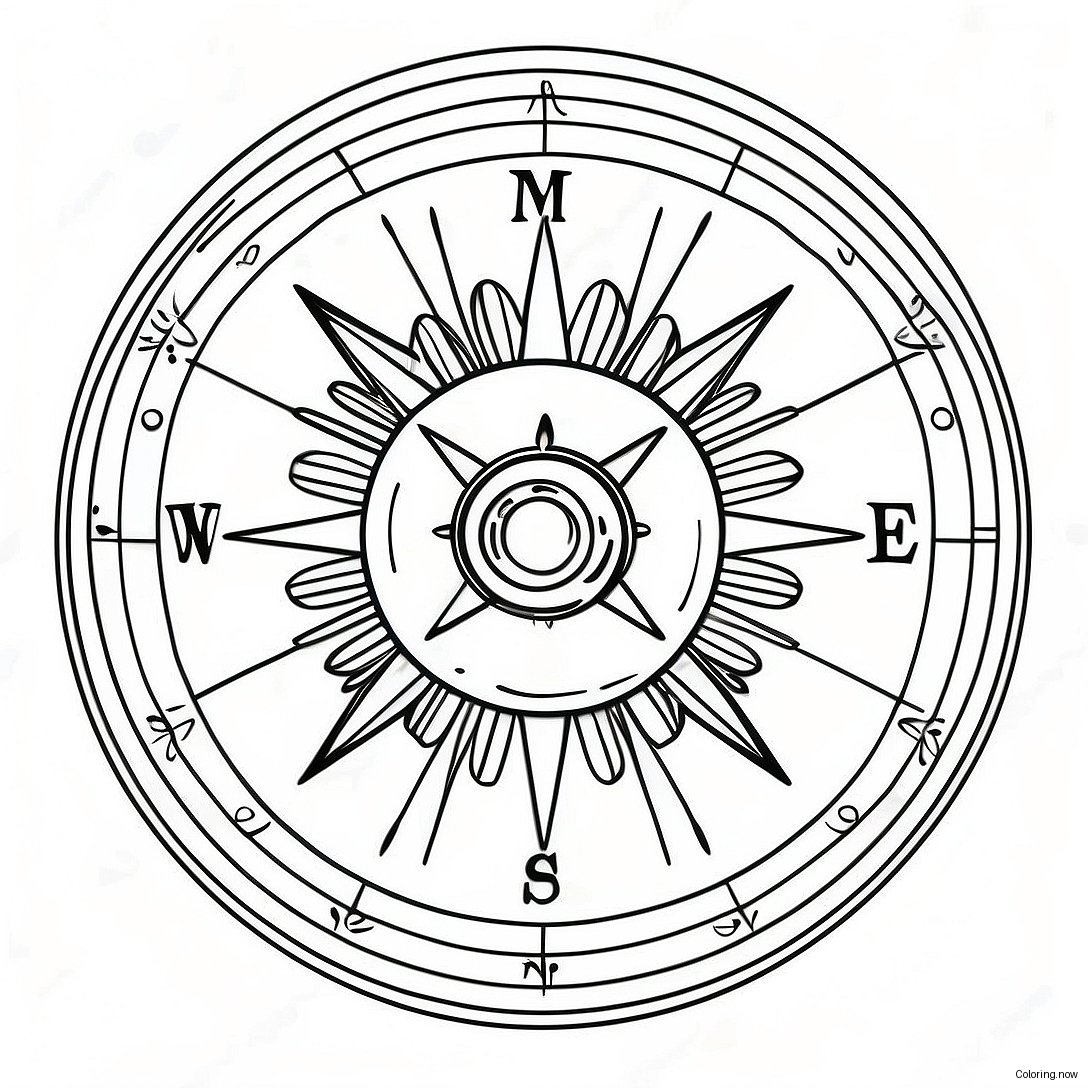 Vintage Compass Coloring Page 33314 26665