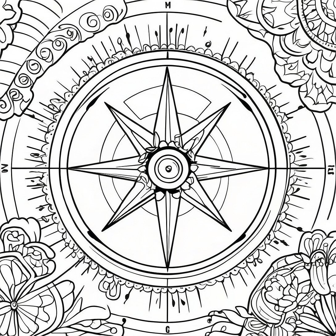 Vintage Compass Coloring Page 33314 26666
