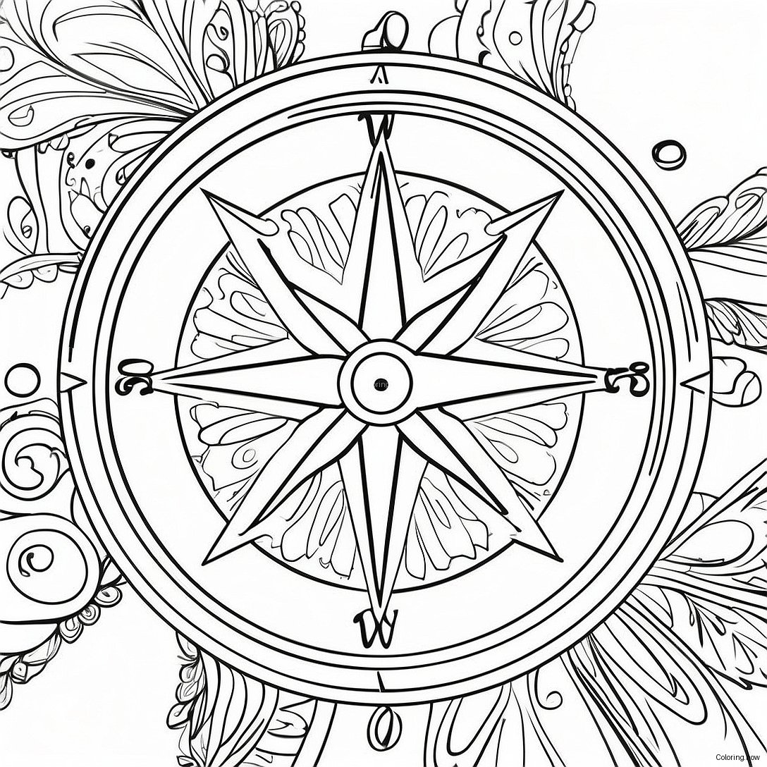Vintage Compass Coloring Page 33314 26667