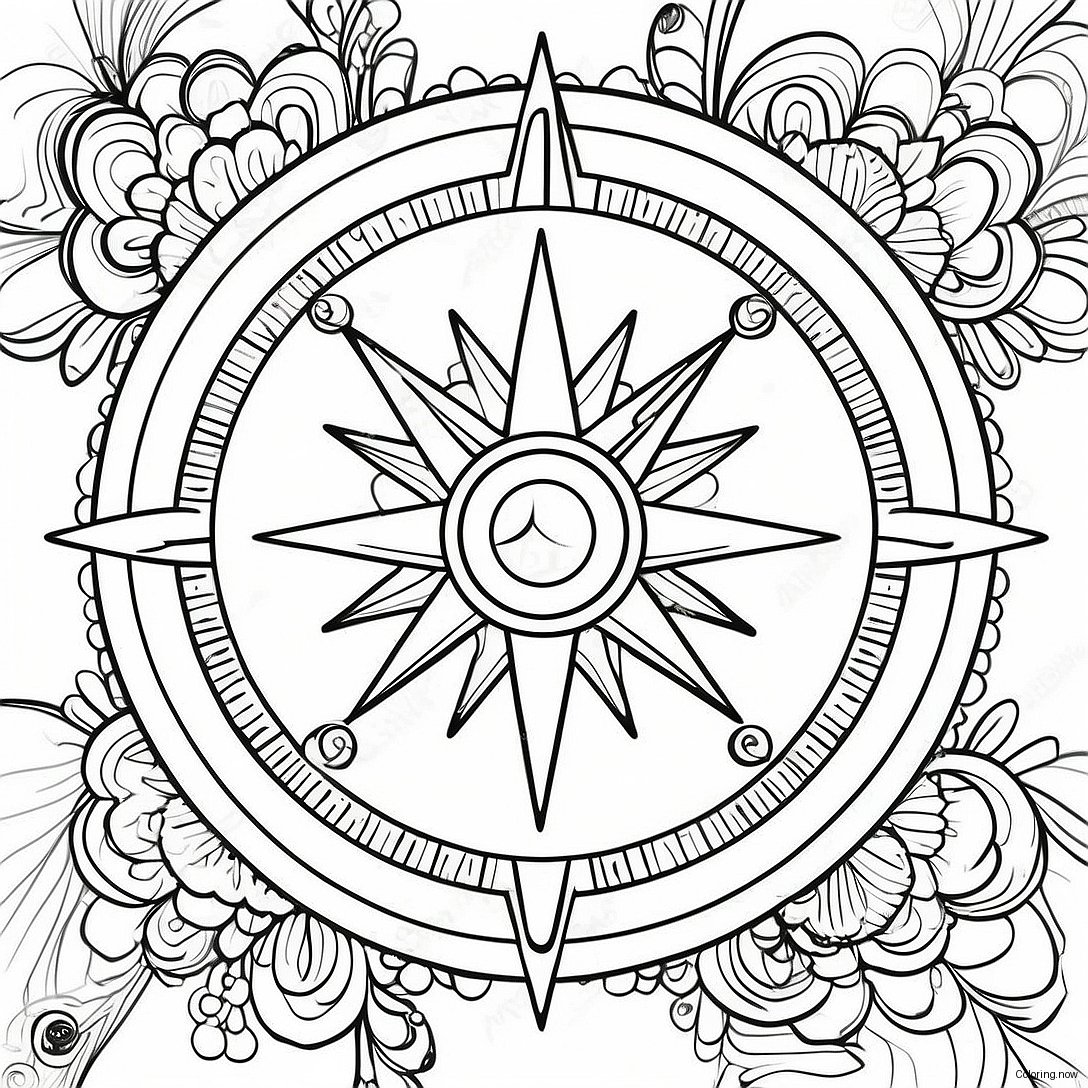 Vintage Compass Coloring Page 33314 26668