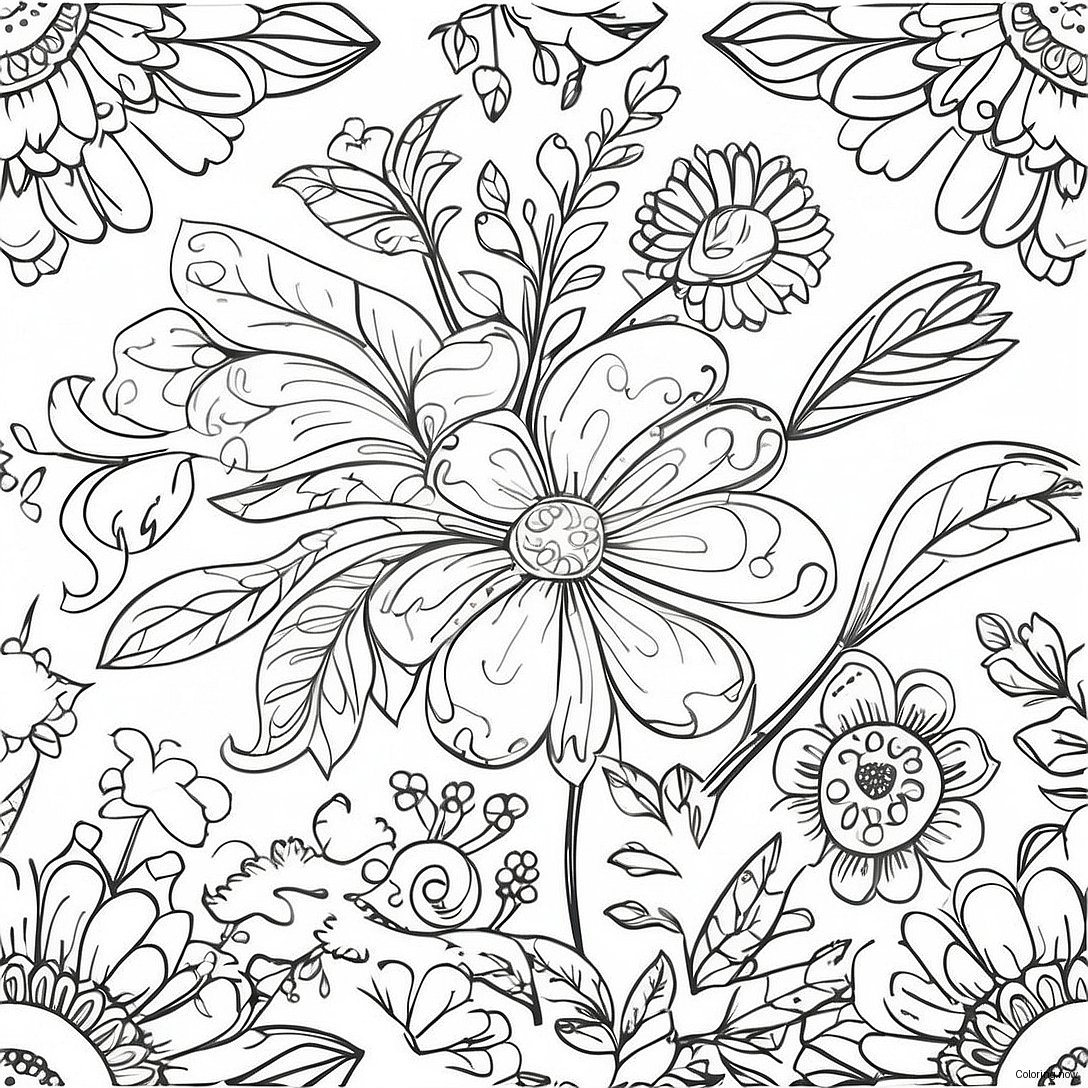 Vintage Floral Pattern Coloring Page 1461 1211