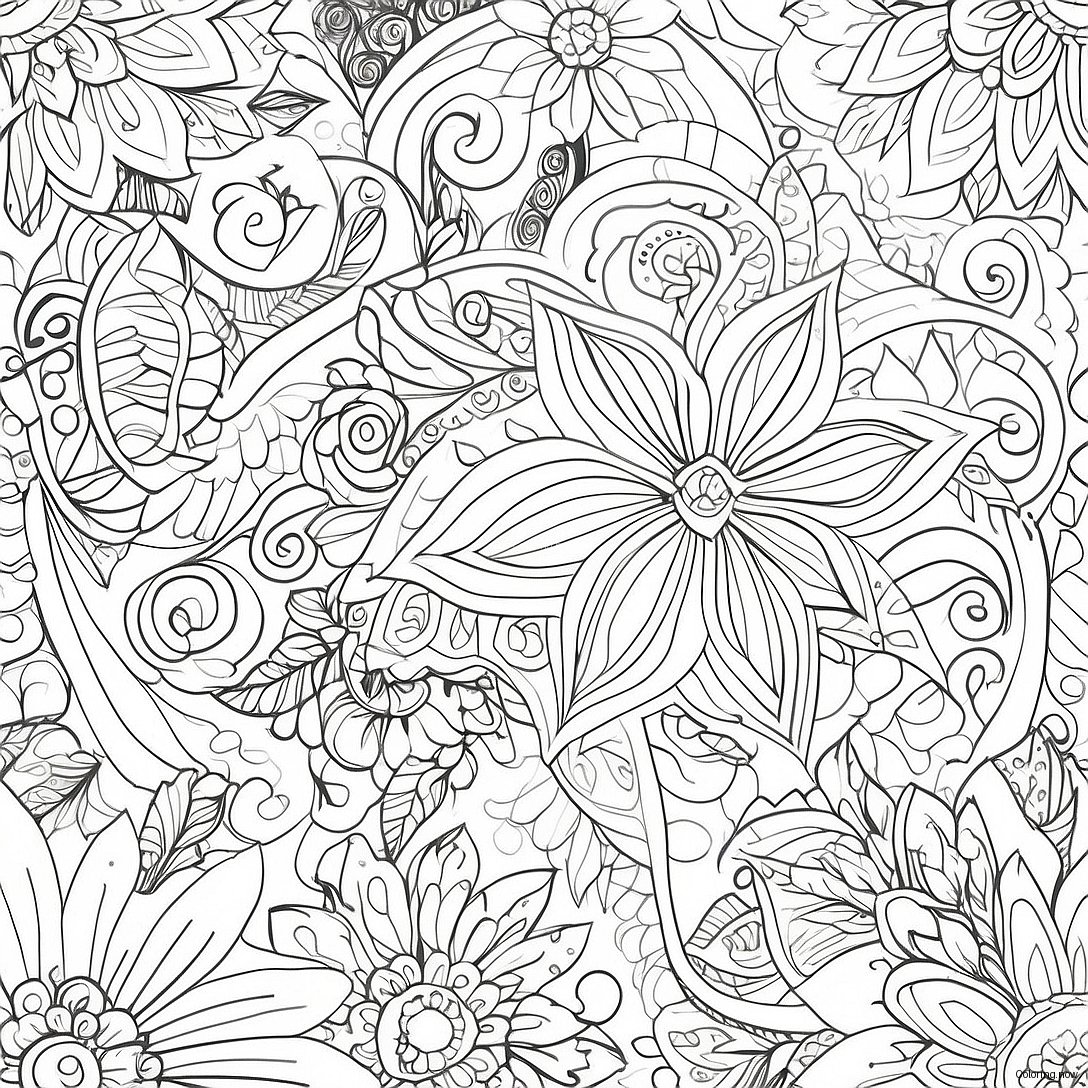 Vintage Floral Pattern Coloring Page 1461 1212