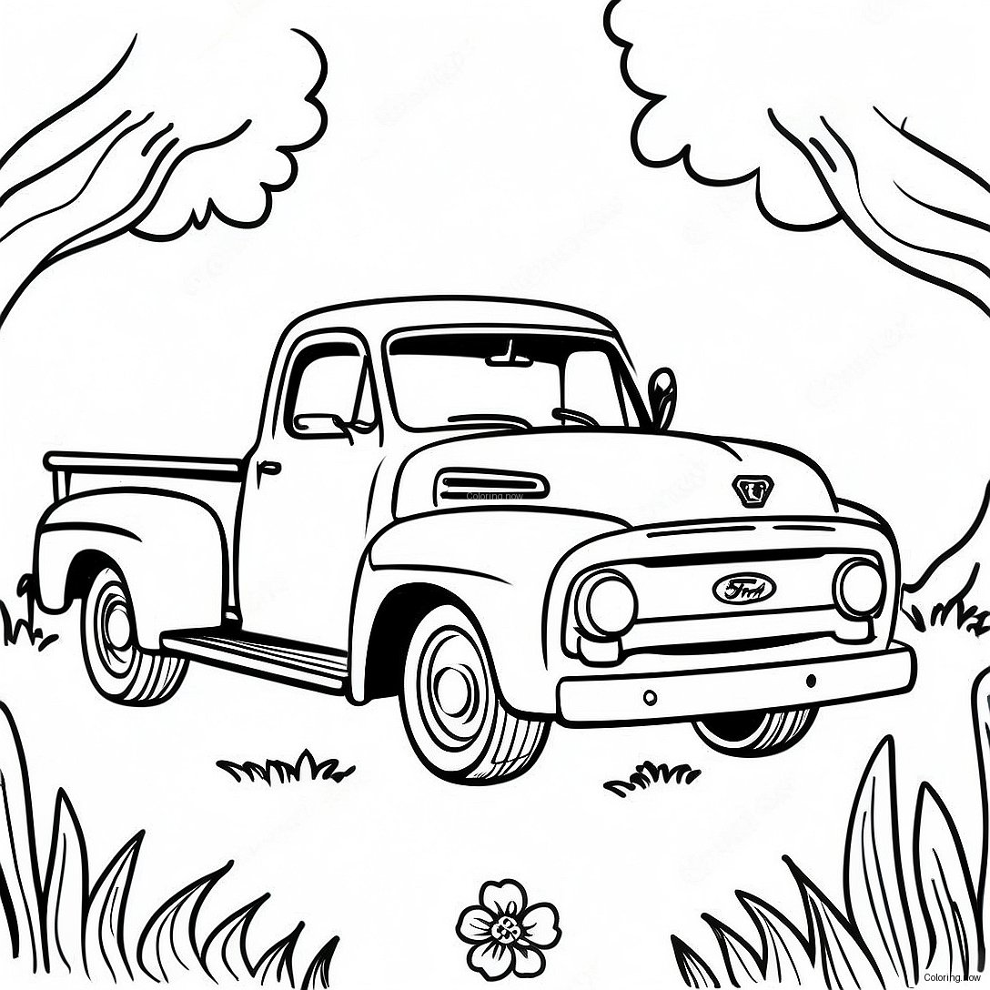 Vintage Ford Truck In Nature Coloring Page 5817 4749