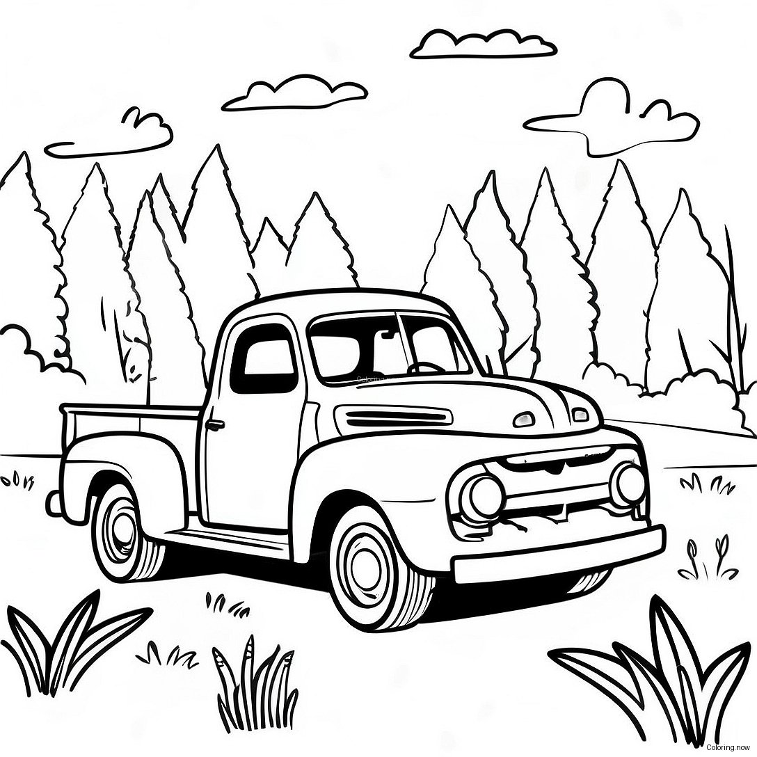 Vintage Ford Truck In Nature Coloring Page 5817 4750