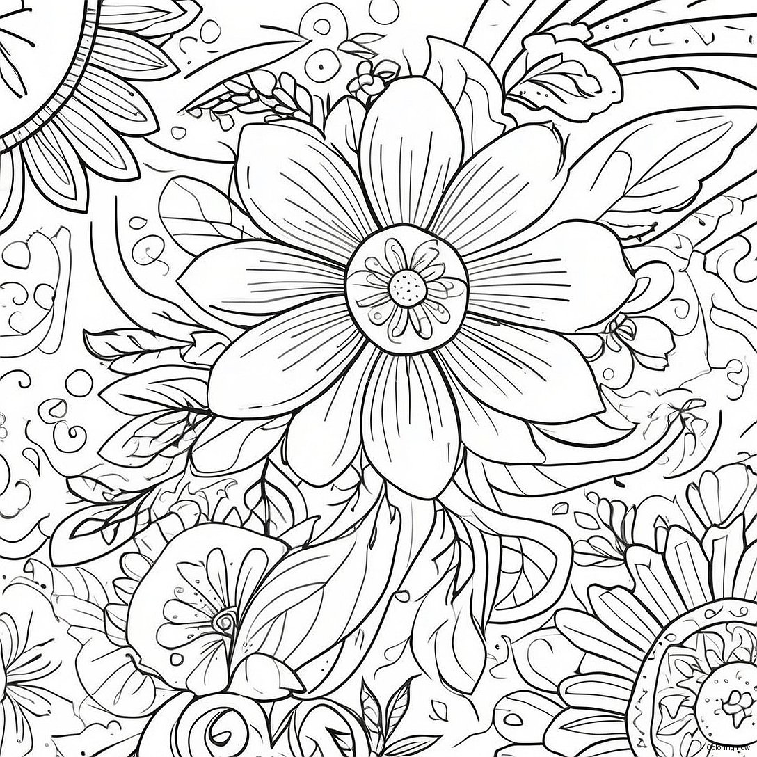 Vintage Grunge Floral Design Coloring Page 3857 3121