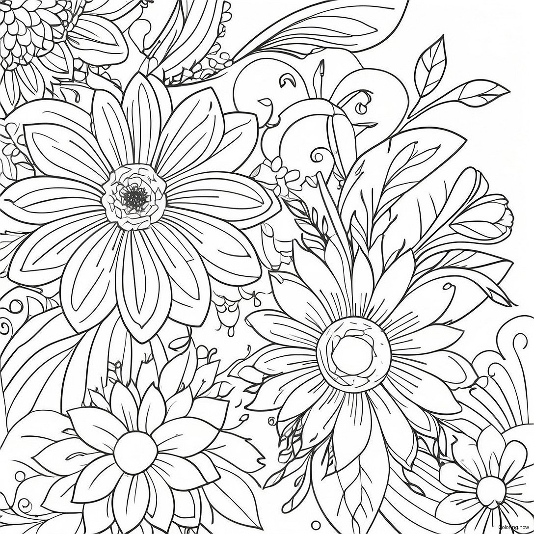 Vintage Grunge Floral Design Coloring Page 3857 3124