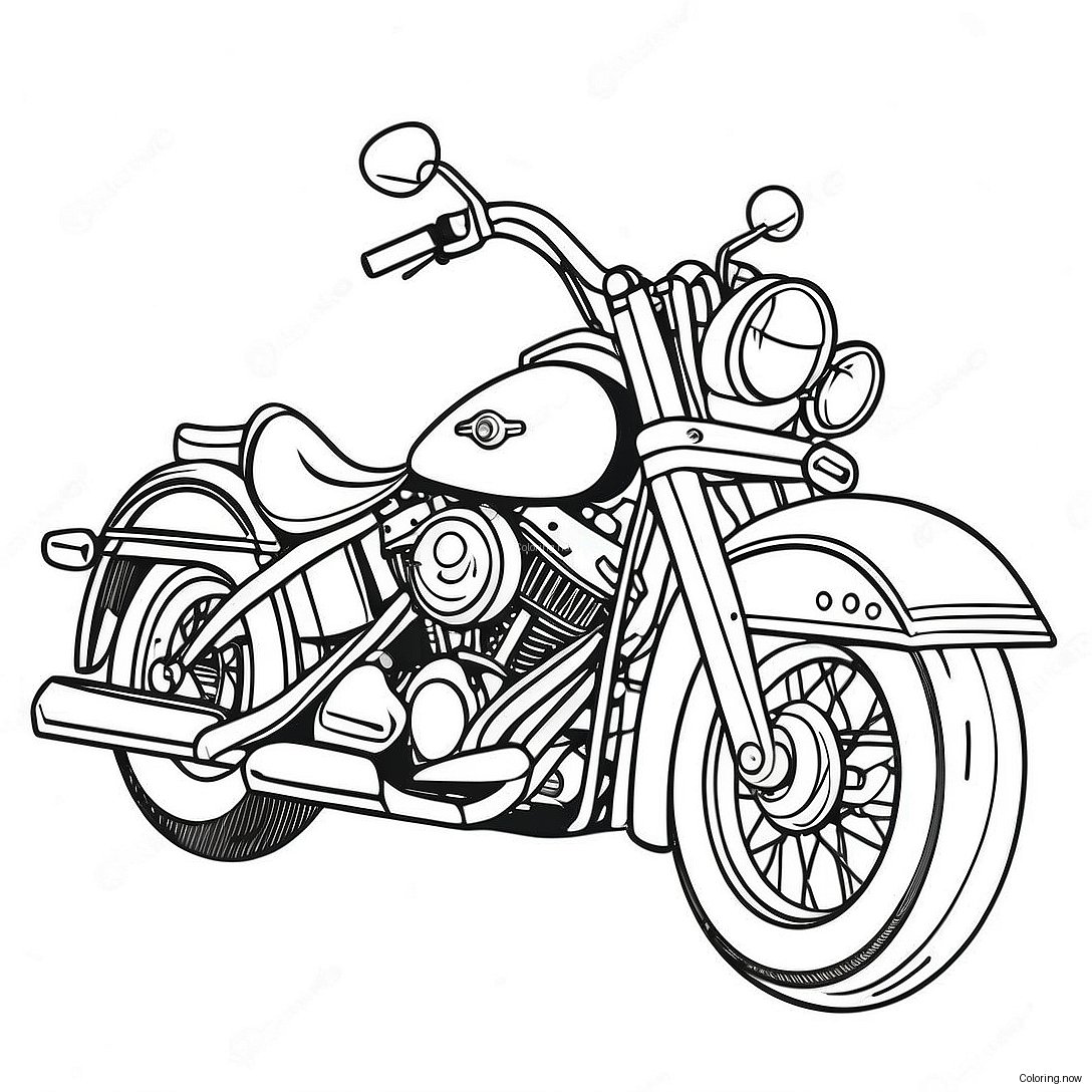 Vintage Harley Davidson Bike Coloring Page 55914 44620