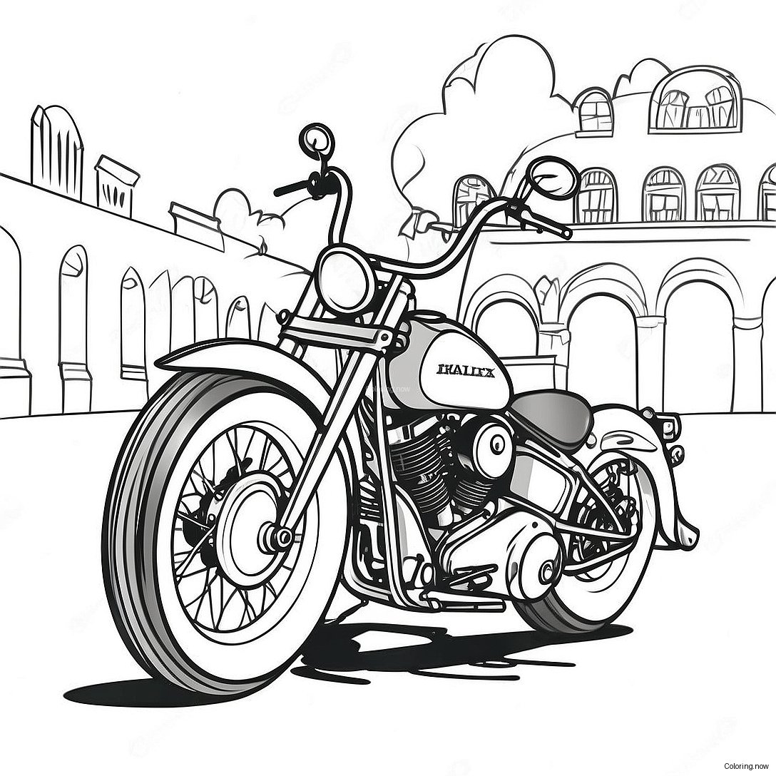 Vintage Harley Motorcycle Coloring Page 59104 47423