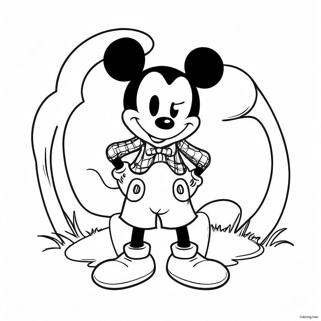 Vintage Hipster Mickey Mouse Coloring Page 26984 21658