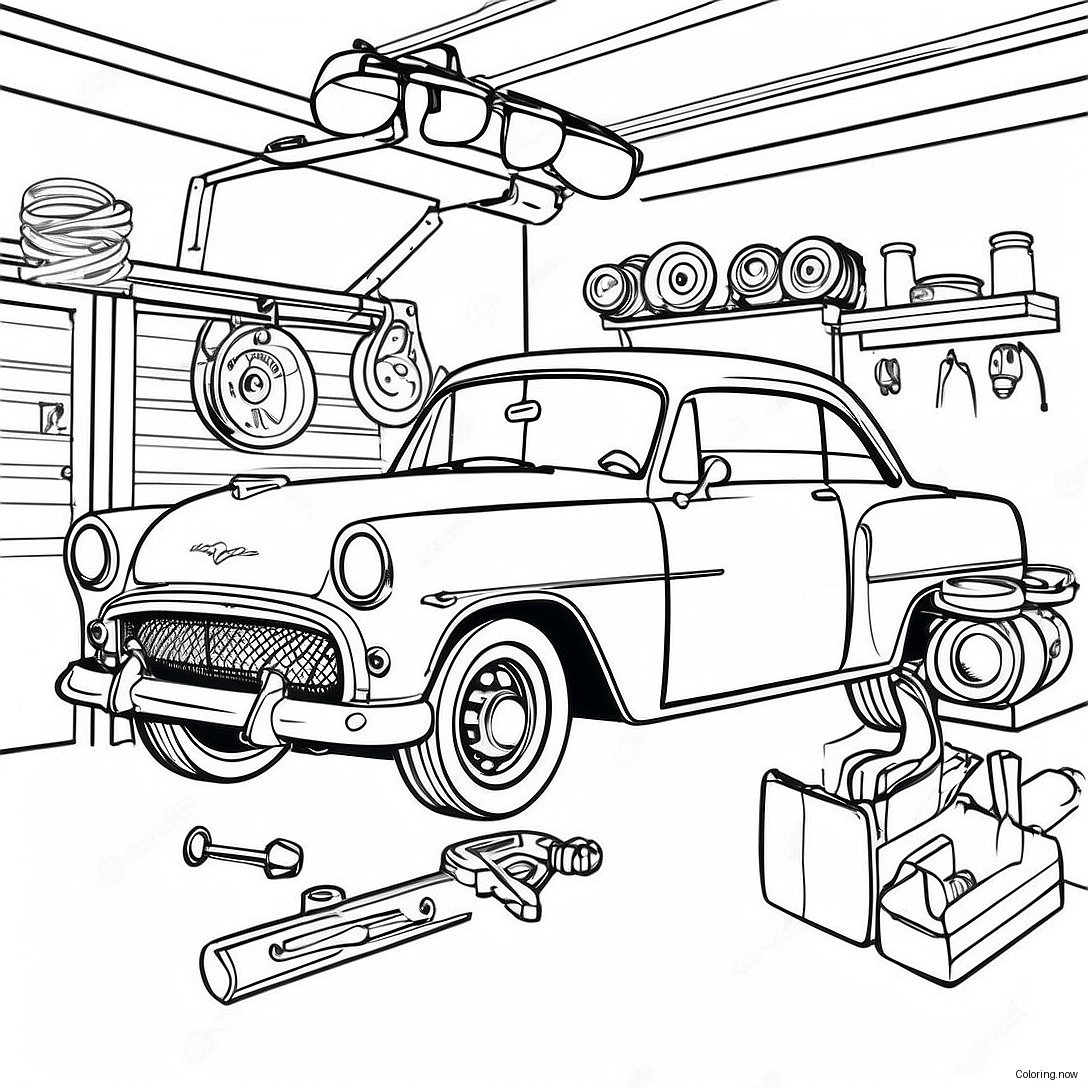 Vintage Mechanic Garage Coloring Page 48764 38925