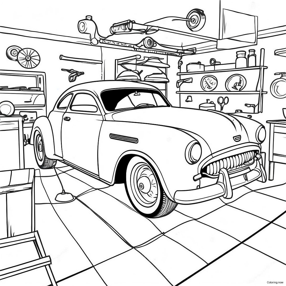 Vintage Mechanic Garage Coloring Page 48764 38926
