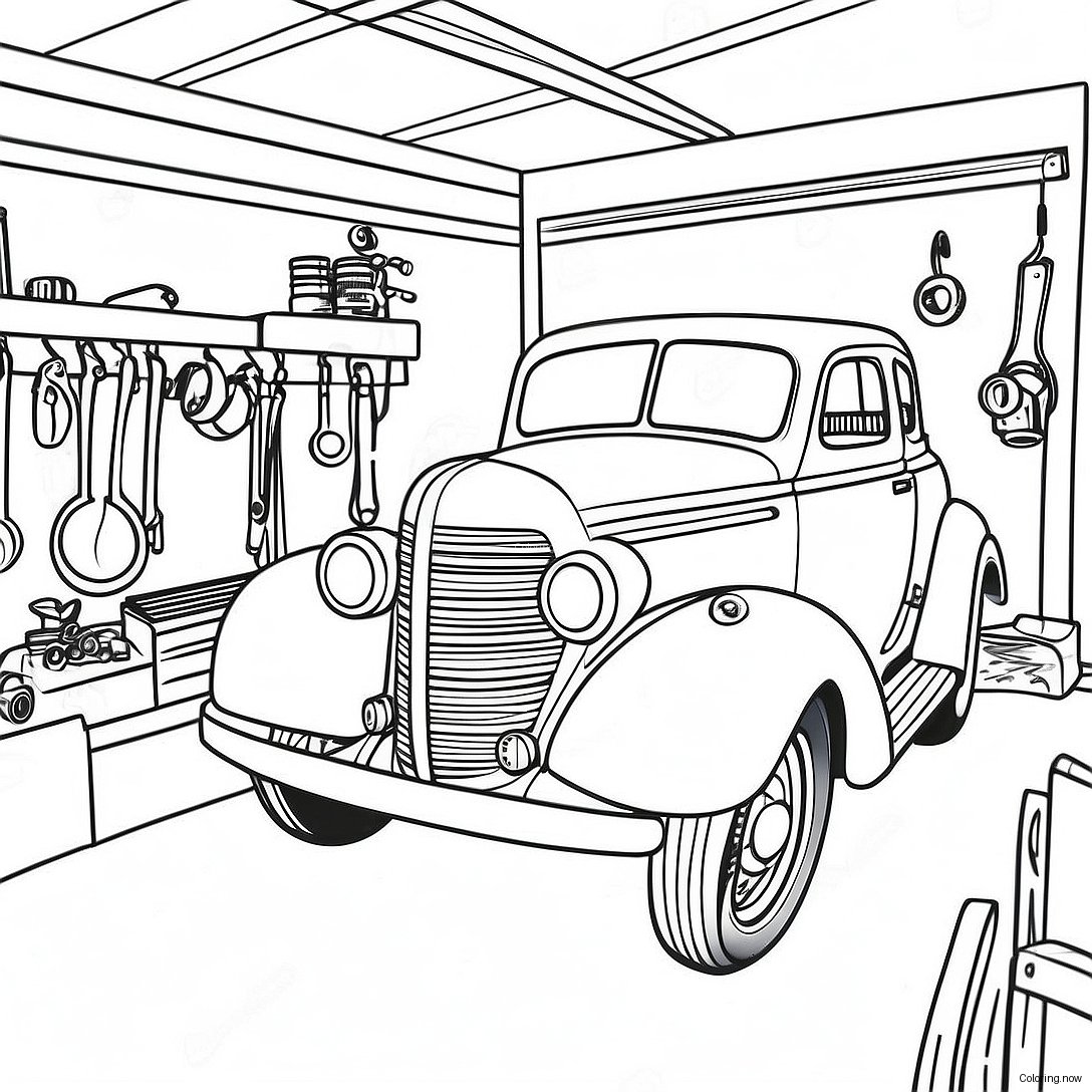Vintage Mechanic Garage Coloring Page 48764 38928