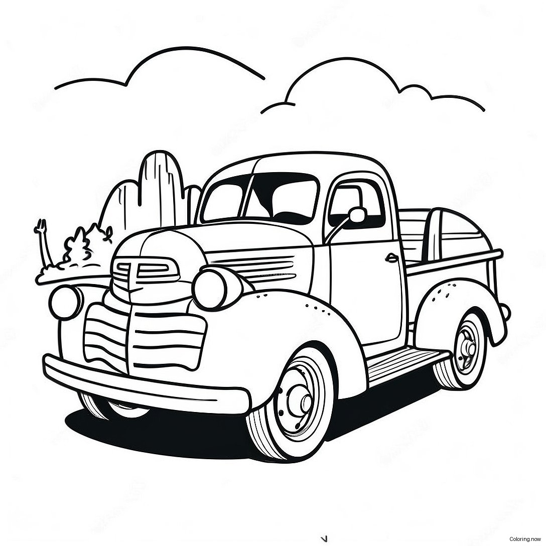 Vintage Pickup Truck Coloring Page 28344 22717