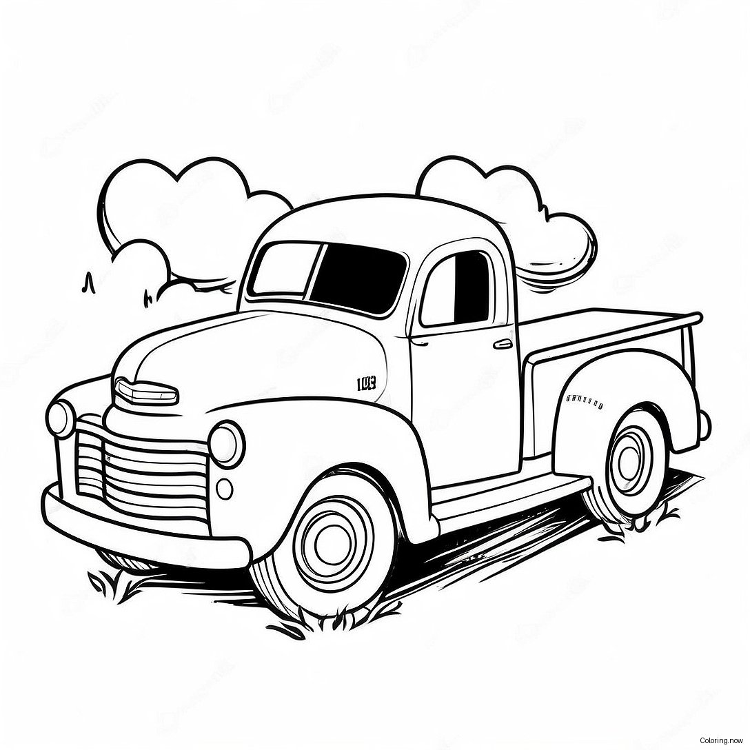 Vintage Pickup Truck Coloring Page 28344 22718