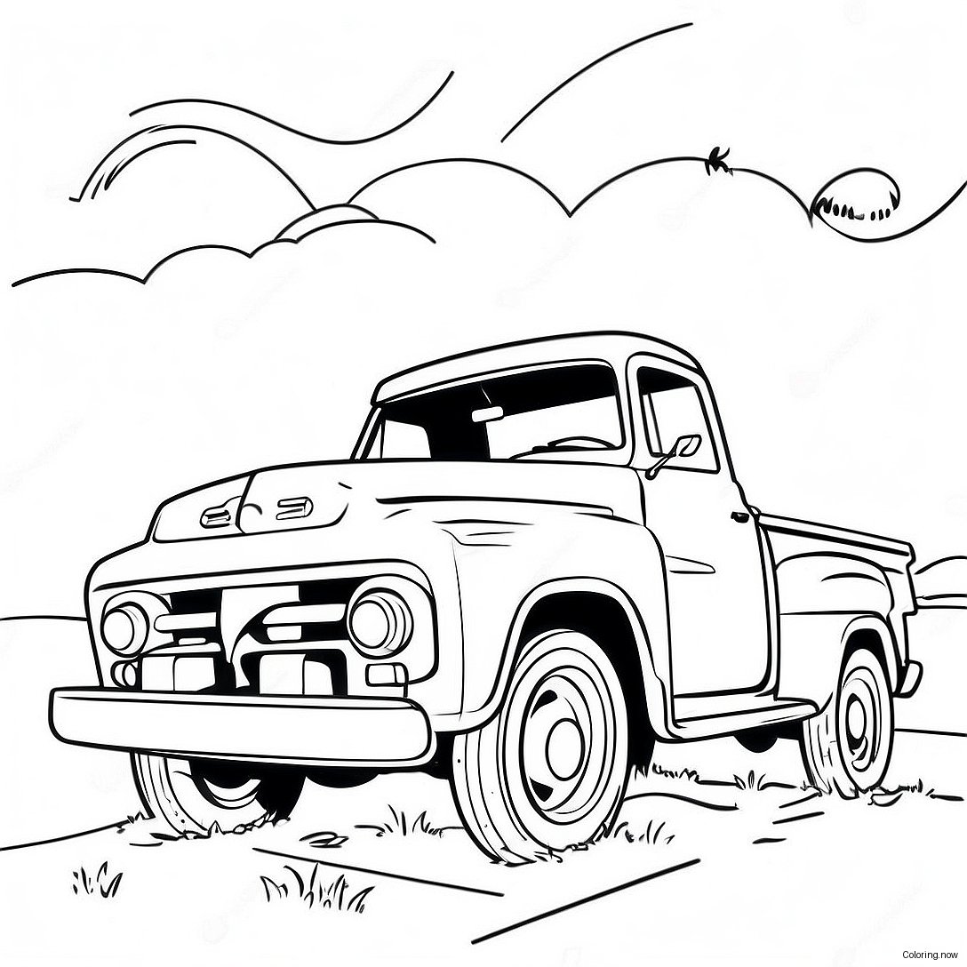 Vintage Pickup Truck Coloring Page 28344 22720