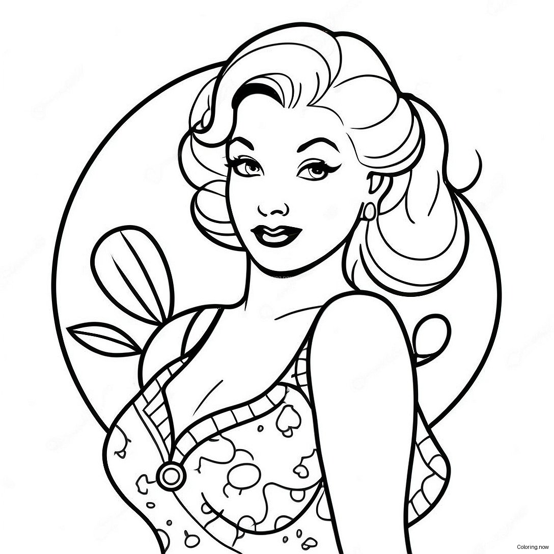 Vintage Pin Up Girl Classic Pose Coloring Page 31513 25233