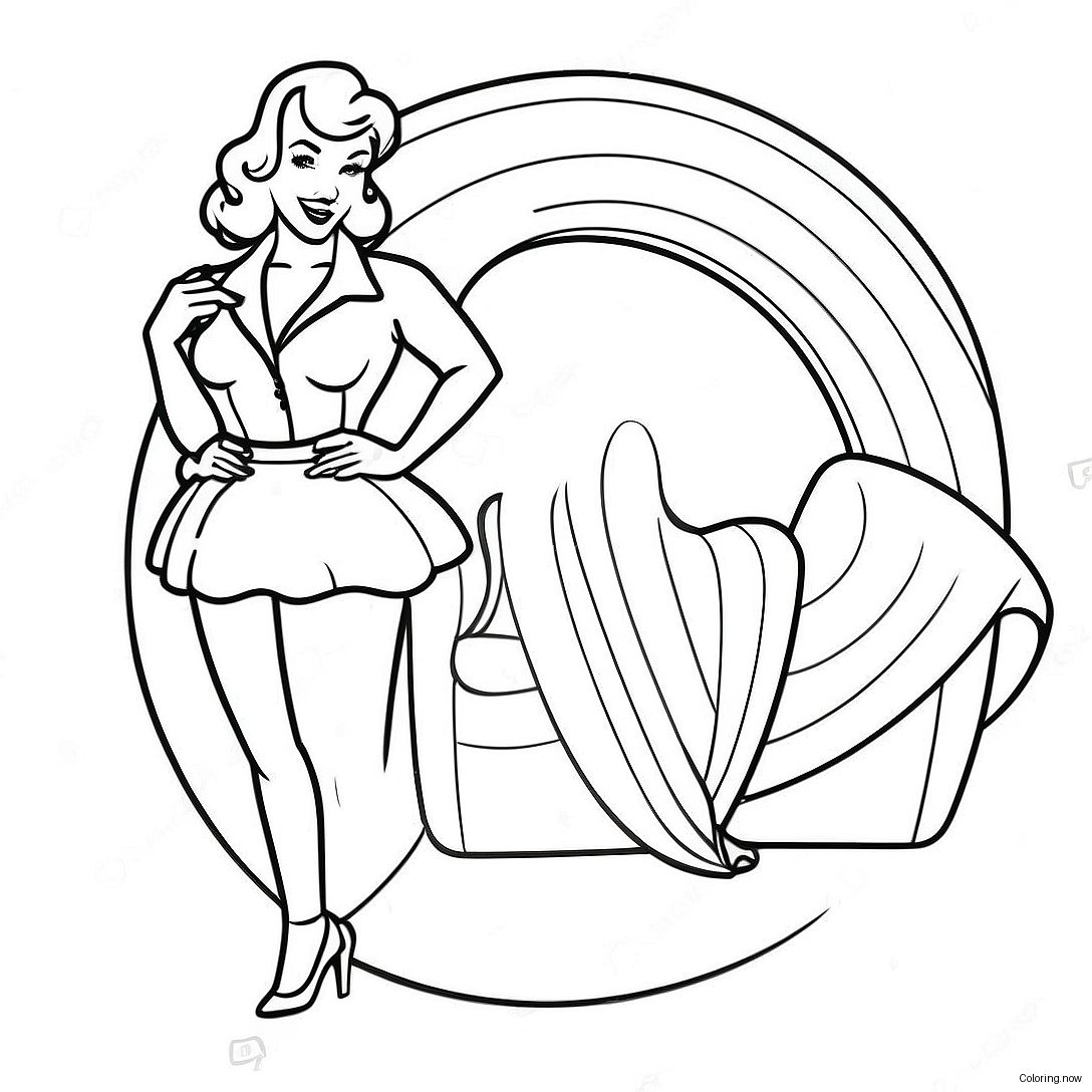 Vintage Pin Up Girl Classic Pose Coloring Page 31513 25234