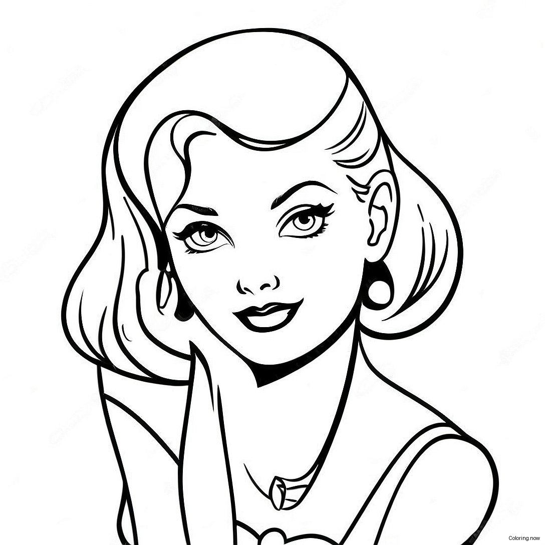 Vintage Pin Up Girl Classic Pose Coloring Page 31513 25235