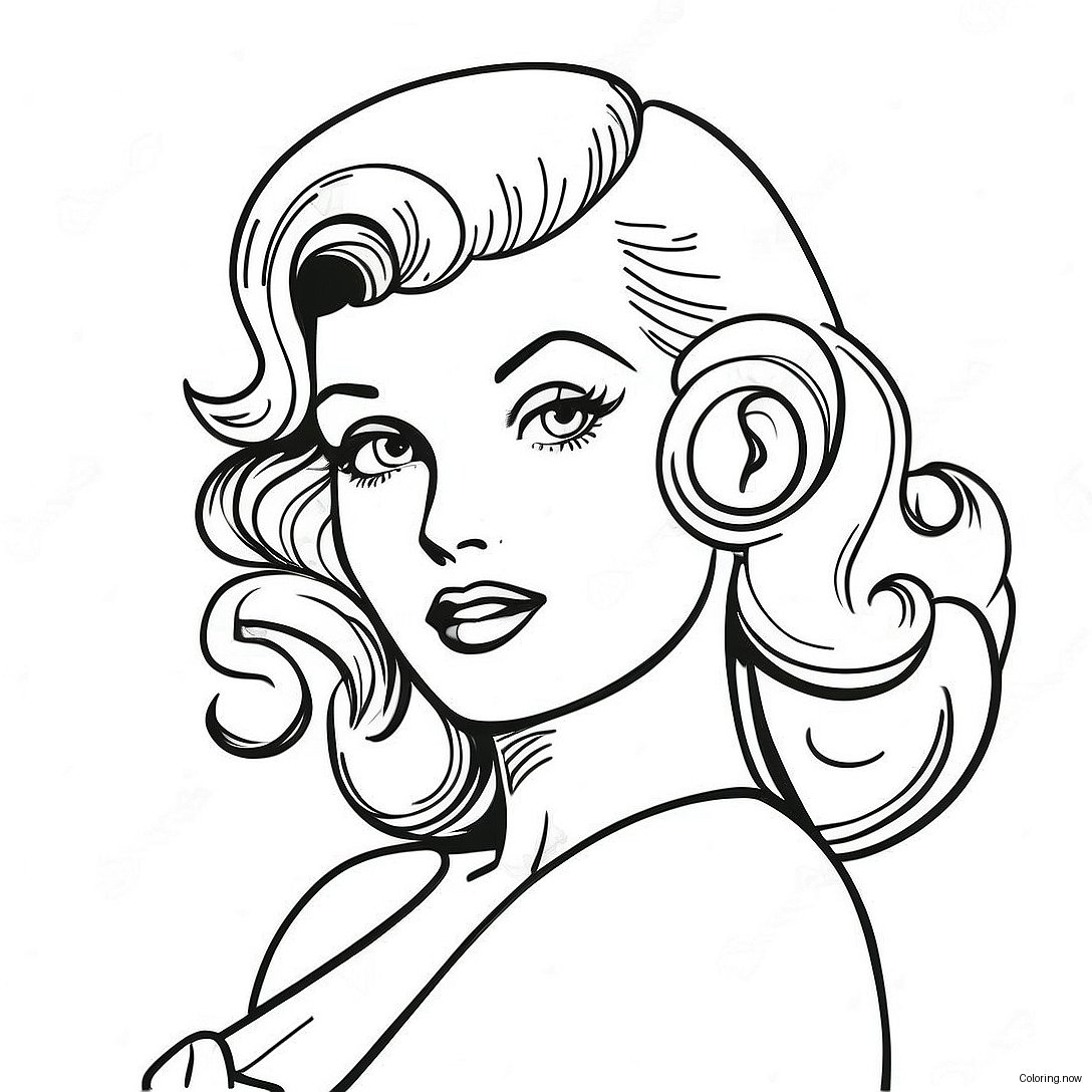 Vintage Pin Up Girl Coloring Page 49924 39853