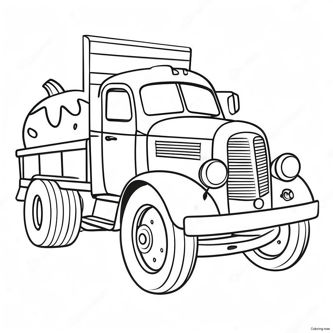 Vintage Pumpkin Truck Coloring Page 65484 52478