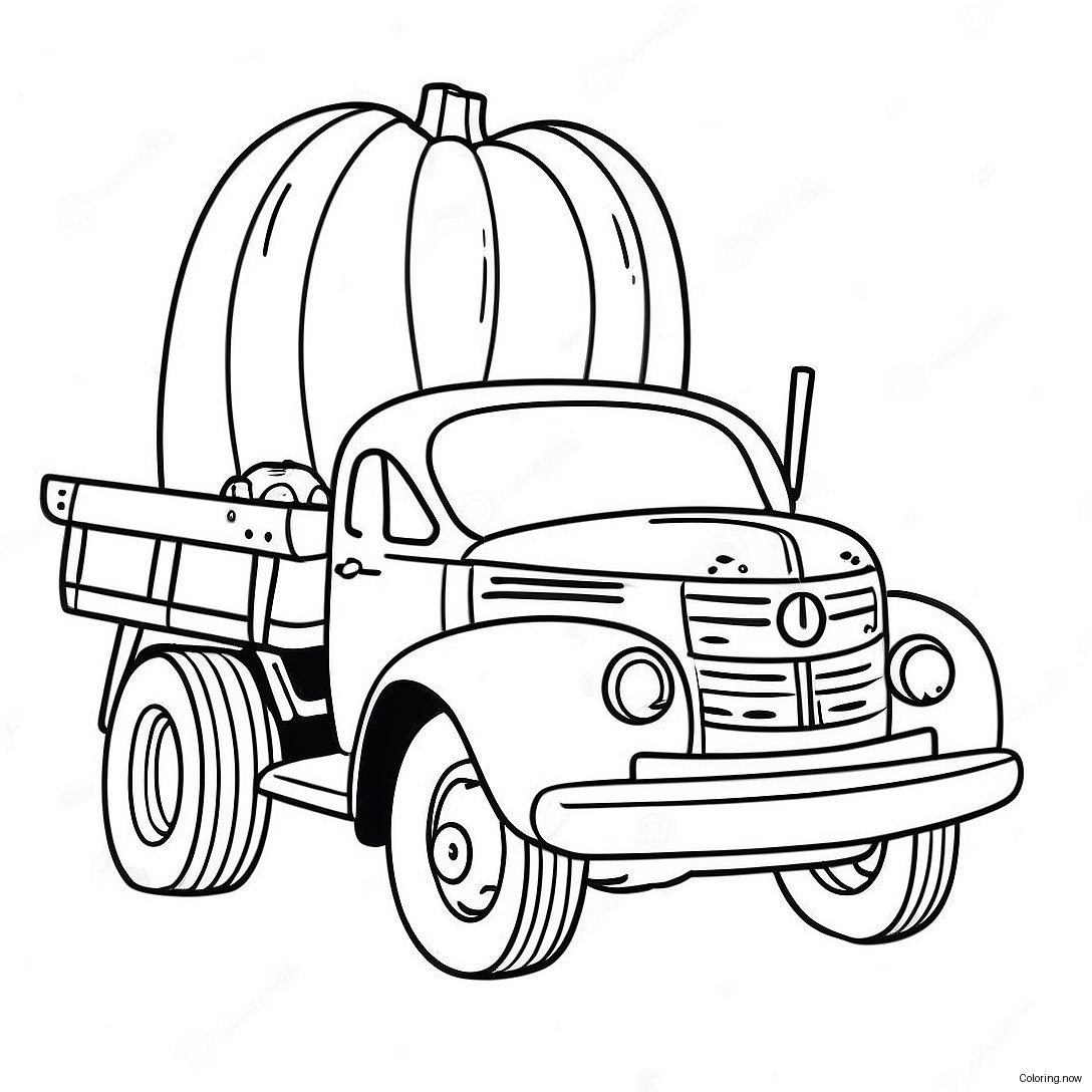 Vintage Pumpkin Truck Coloring Page 65484 52479