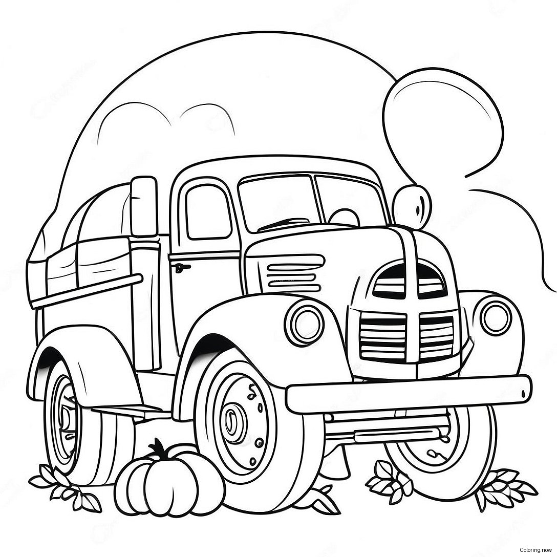 Vintage Pumpkin Truck Coloring Page 65484 52480