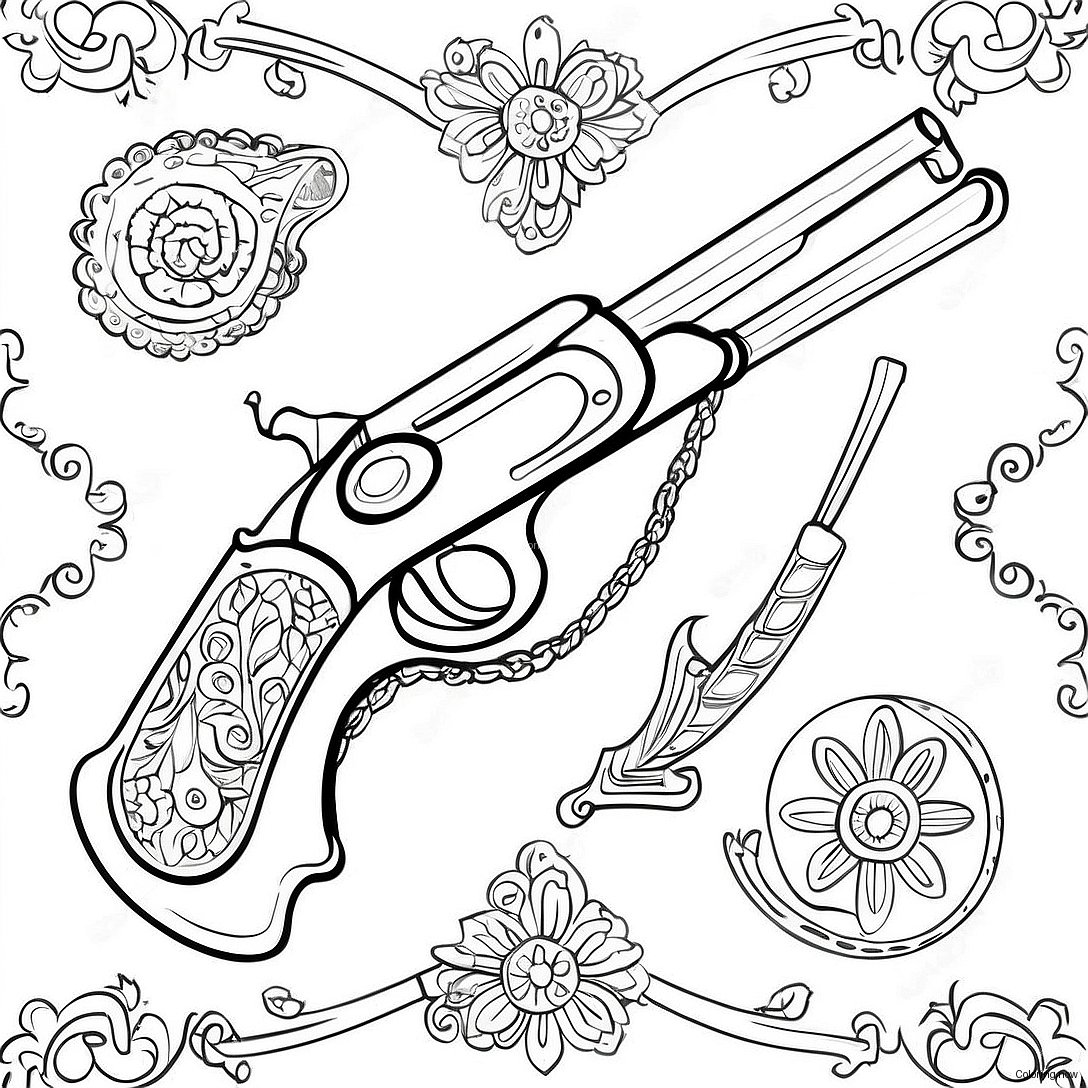 Vintage Shotgun Coloring Page 48294 38545