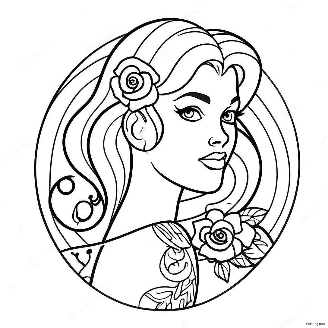 Vintage Tattoo Pin Up Coloring Page 28394 22762