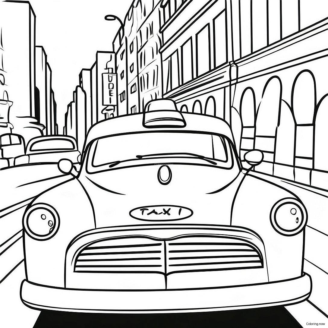 Vintage Taxi Cab Coloring Page 55154 44017