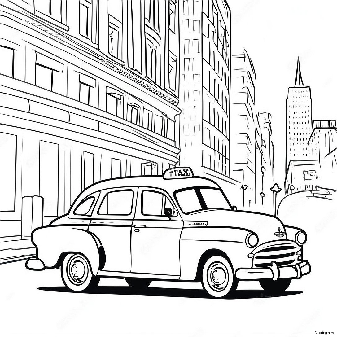 Vintage Taxi Cab Coloring Page 55154 44019