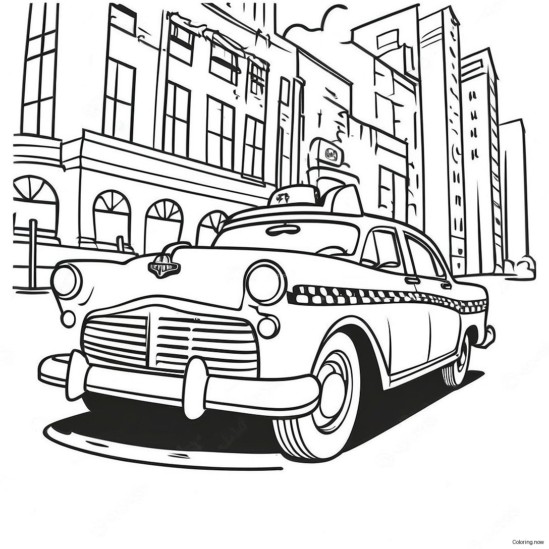 Vintage Taxi Cab Coloring Page 55154 44020