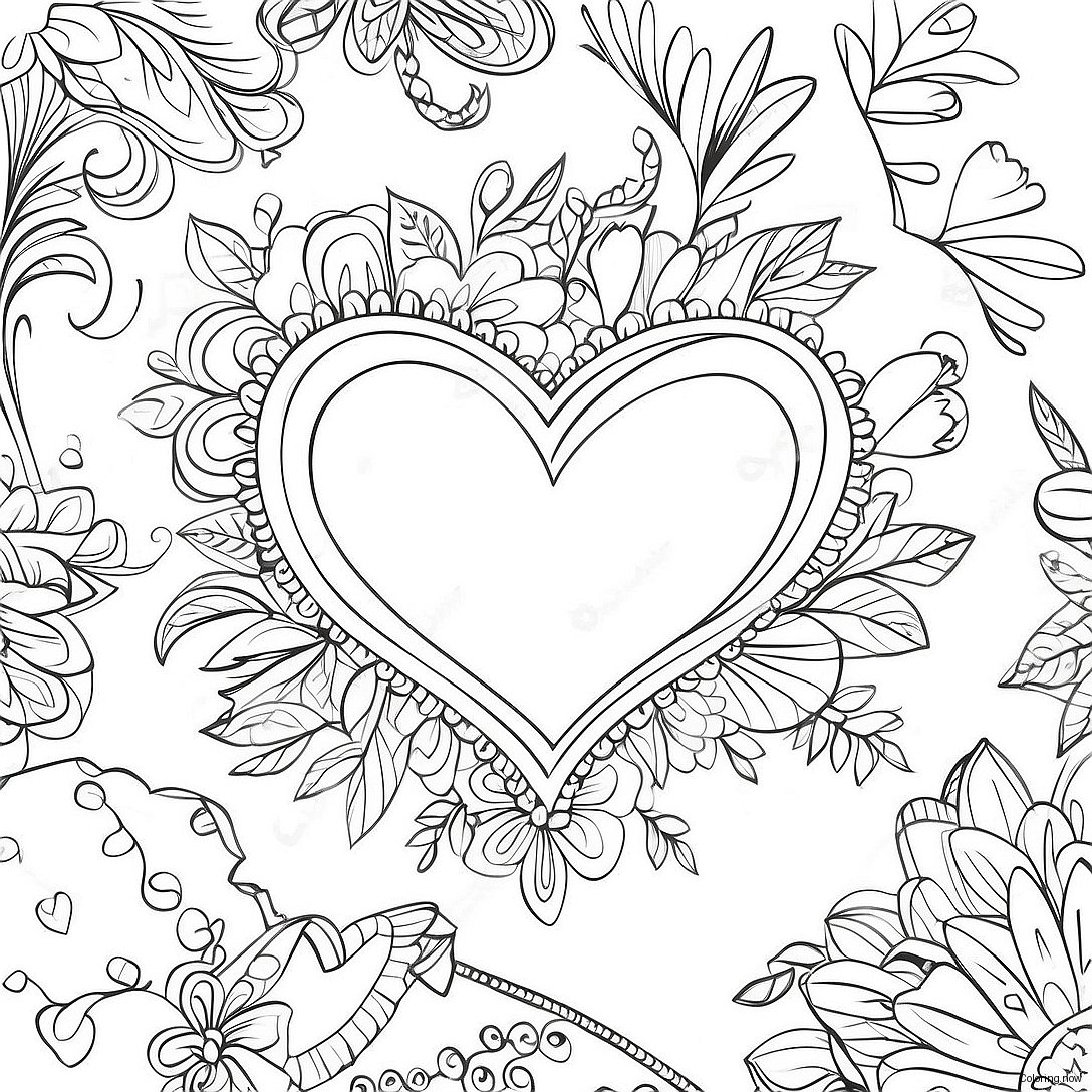 Vintage Valentine Heart Coloring Page 62813 50371