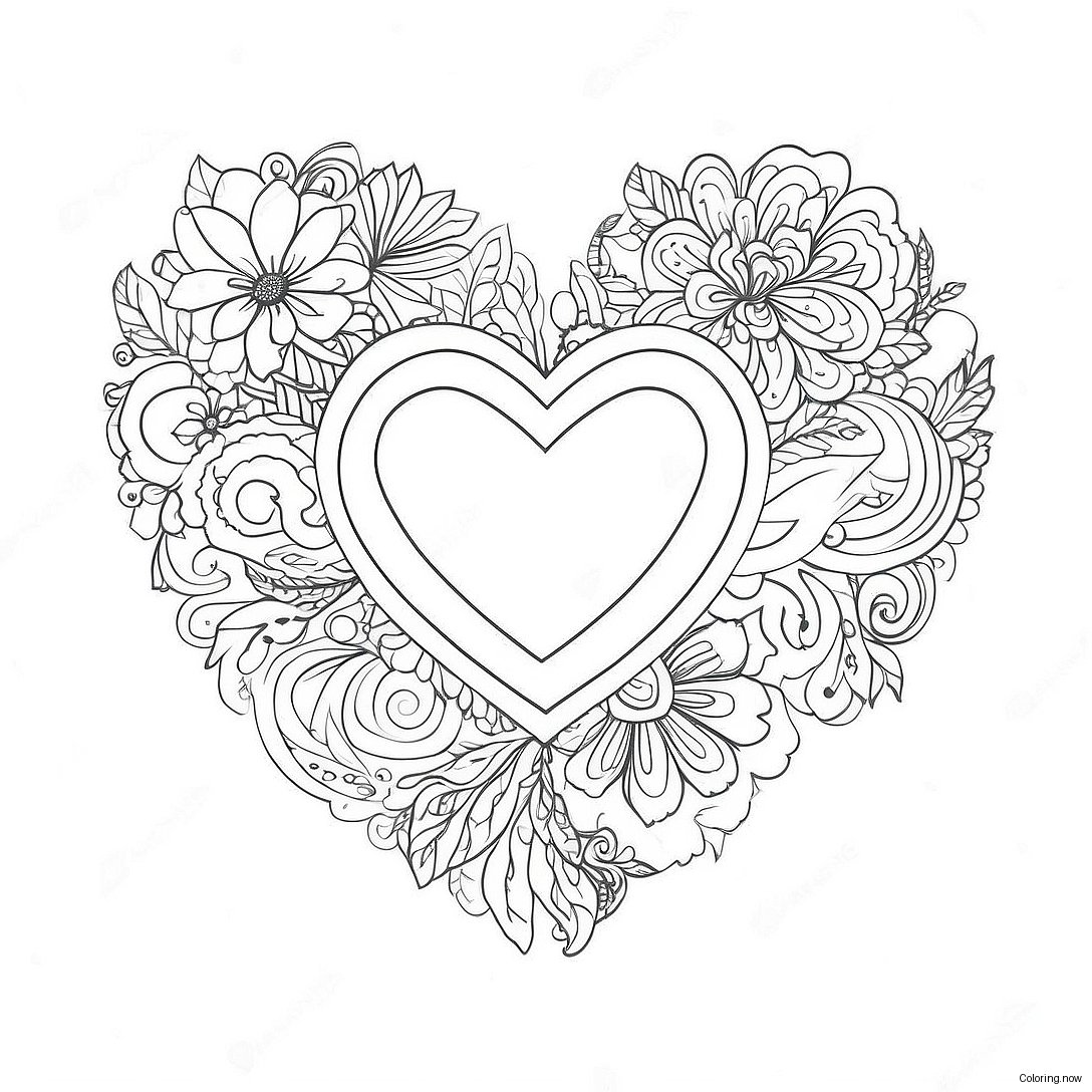 Vintage Valentine Heart Coloring Page 62813 50372