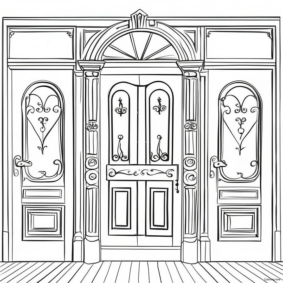 Vintage Wooden Doors Coloring Page 19762 15909