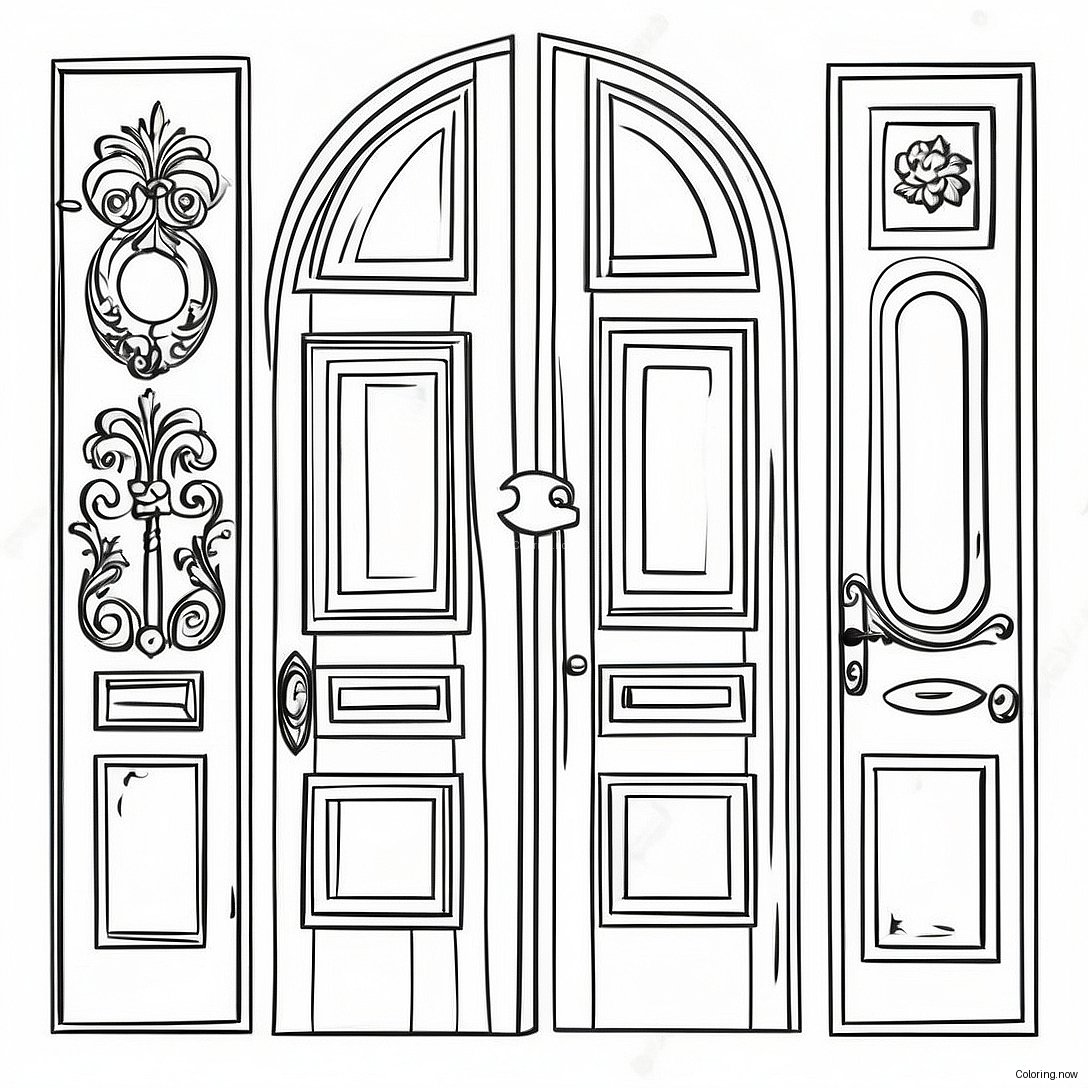 Vintage Wooden Doors Coloring Page 19762 15910