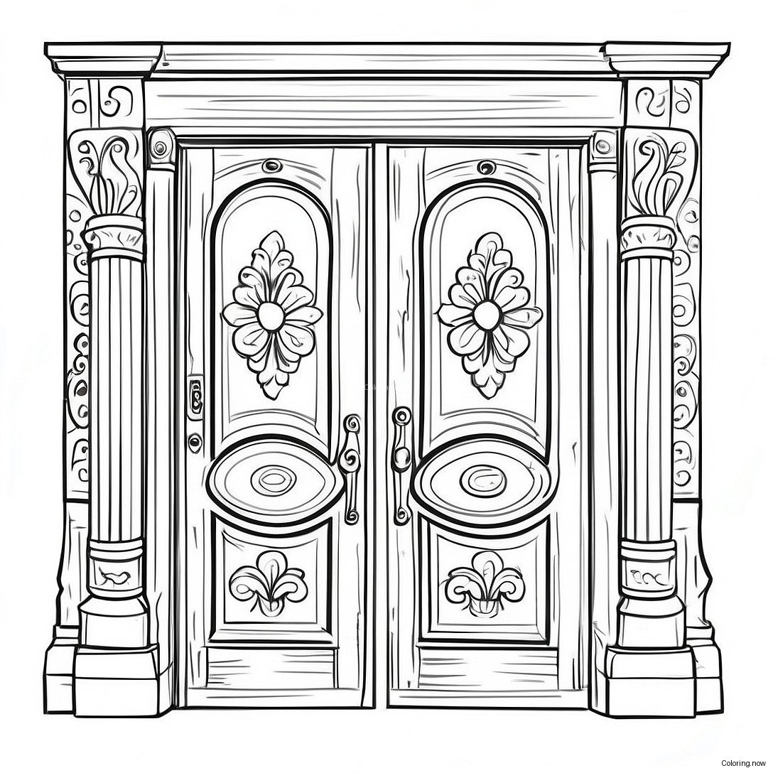Vintage Wooden Doors Coloring Page 19762 15911
