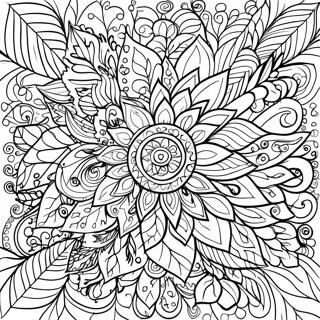 Colorful Fall Leaf Mandala Coloring Page 10007-8158