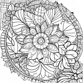 Colorful Fall Leaf Mandala Coloring Page 10007-8159