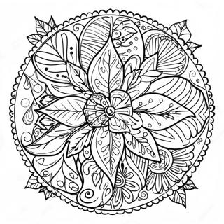 Colorful Fall Leaf Mandala Coloring Page 10007-8160